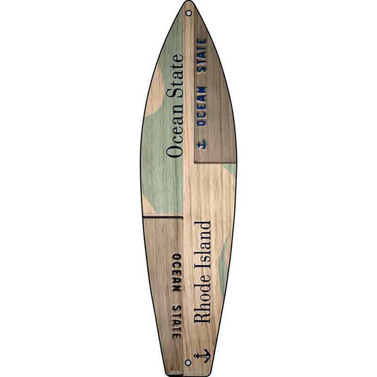 Rhode Island License Plate Design Metal Surfboard Sign