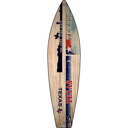 Texas License Plate Design Metal Surfboard Sign