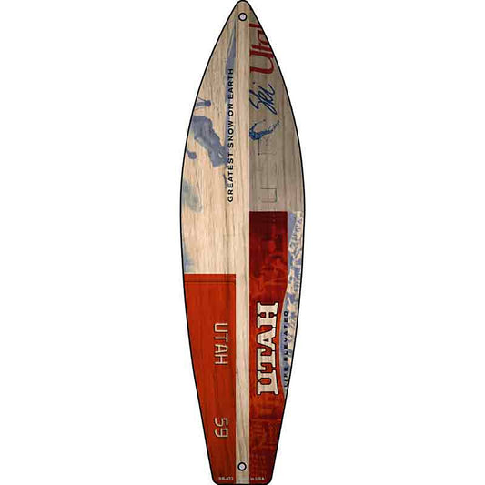 Utah License Plate Design Metal Surfboard Sign