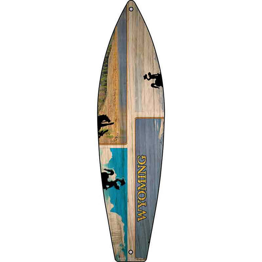 Wyoming License Plate Design Metal Surfboard Sign
