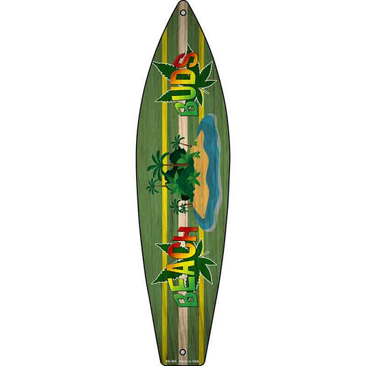 Beach Buds Metal Surfboard Sign