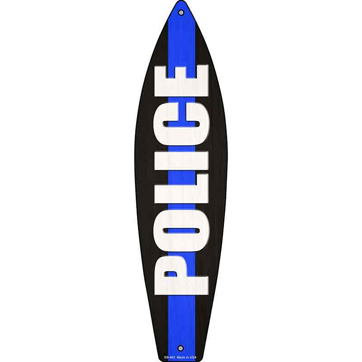 Police Blue Line Metal Surfboard Sign