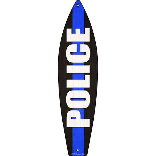 Police Blue Line Metal Surfboard Sign