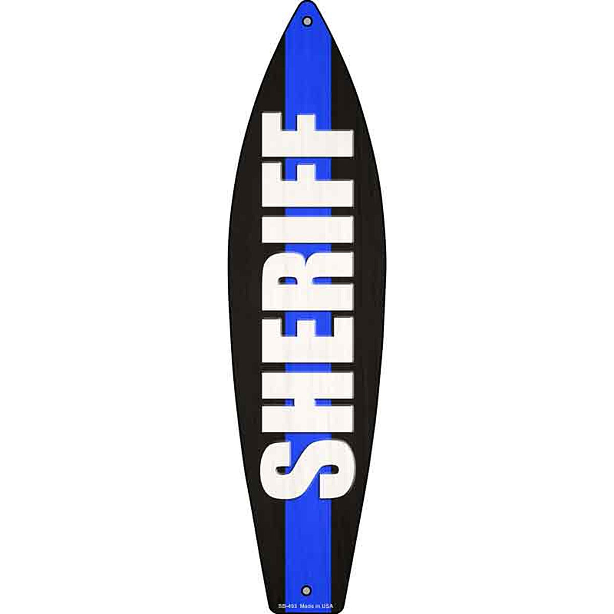 Sheriff Blue Line Metal Surfboard Sign
