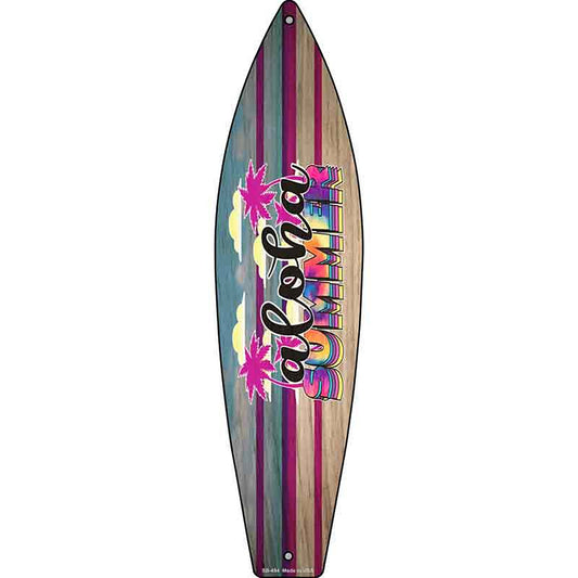 Aloha Summer Tie Dye Metal Surfboard Sign