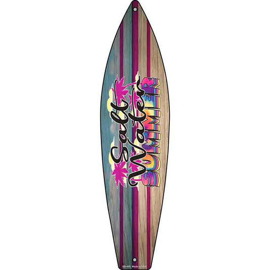 Salt Water Summer Tie Dye Metal Surfboard Sign