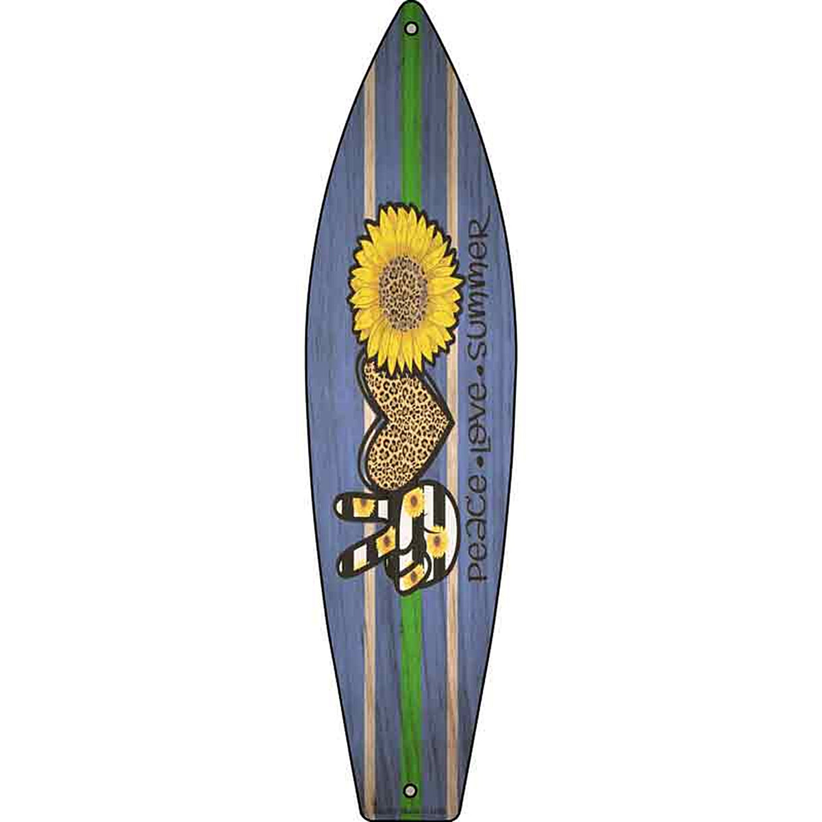 Peace Love Sunflower Metal Surfboard Sign