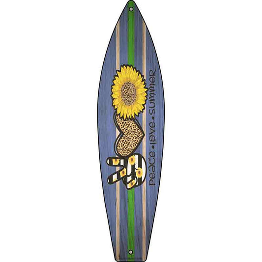Peace Love Sunflower Metal Surfboard Sign