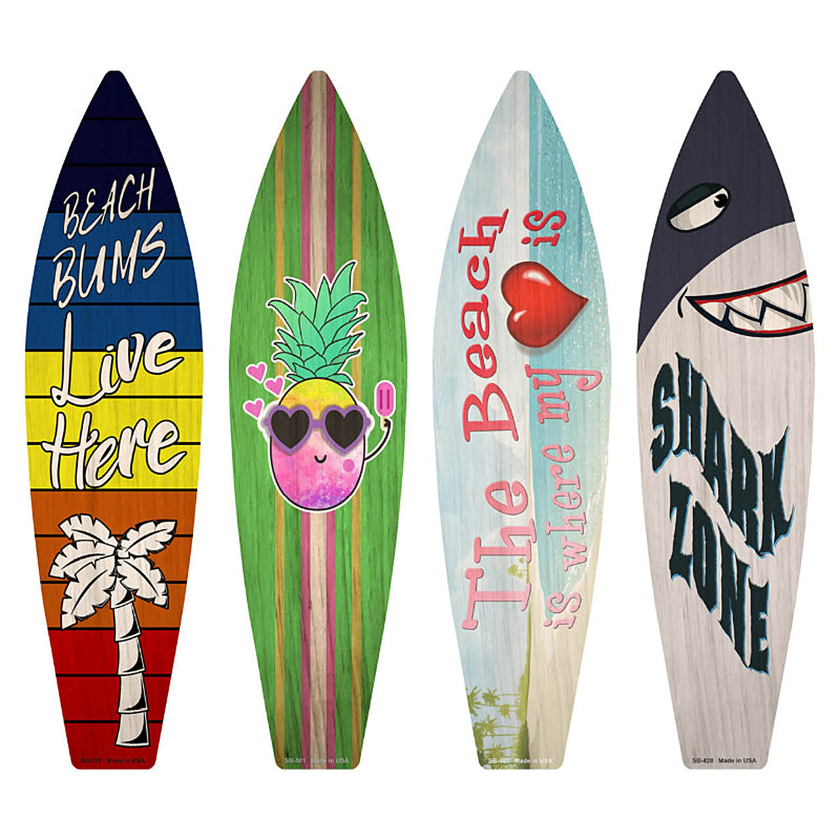 At the Beach Surfboard Set Novelty Metal Set of 4 SB-Pack-06