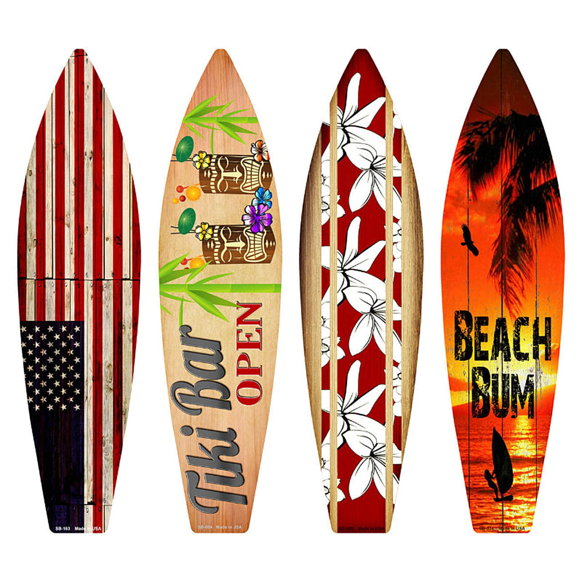 American Beach Bum Surfboard Set Novelty Metal Set of 4 SB-Pack-09