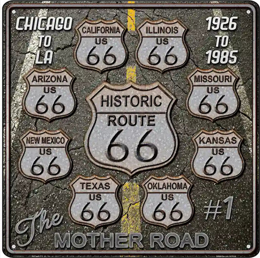 Route 66 Black Top Novelty Metal Square Sign