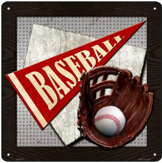 Baseball Novelty Metal Square Sign