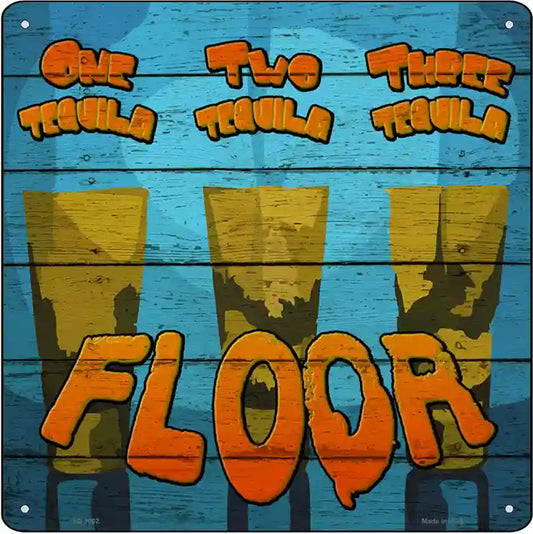 One Two Three Floor Novelty Metal Square Sign