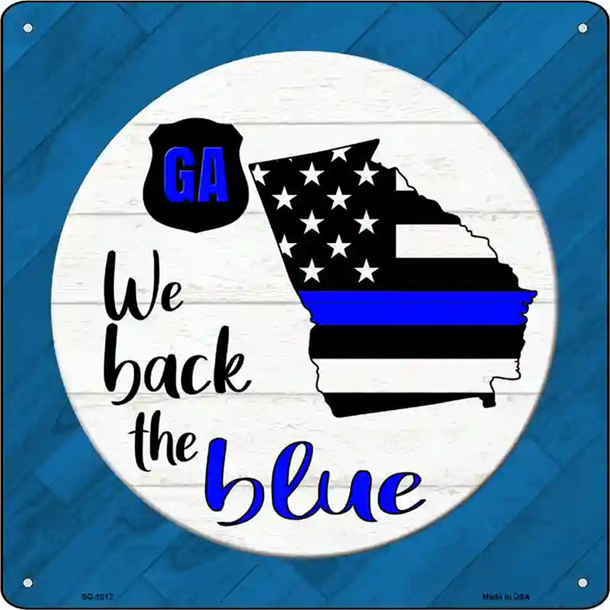 Georgia Back The Blue Novelty Metal Square Sign