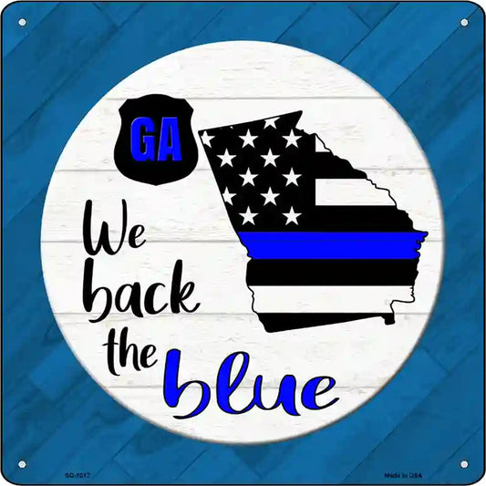 Georgia Back The Blue Novelty Metal Square Sign