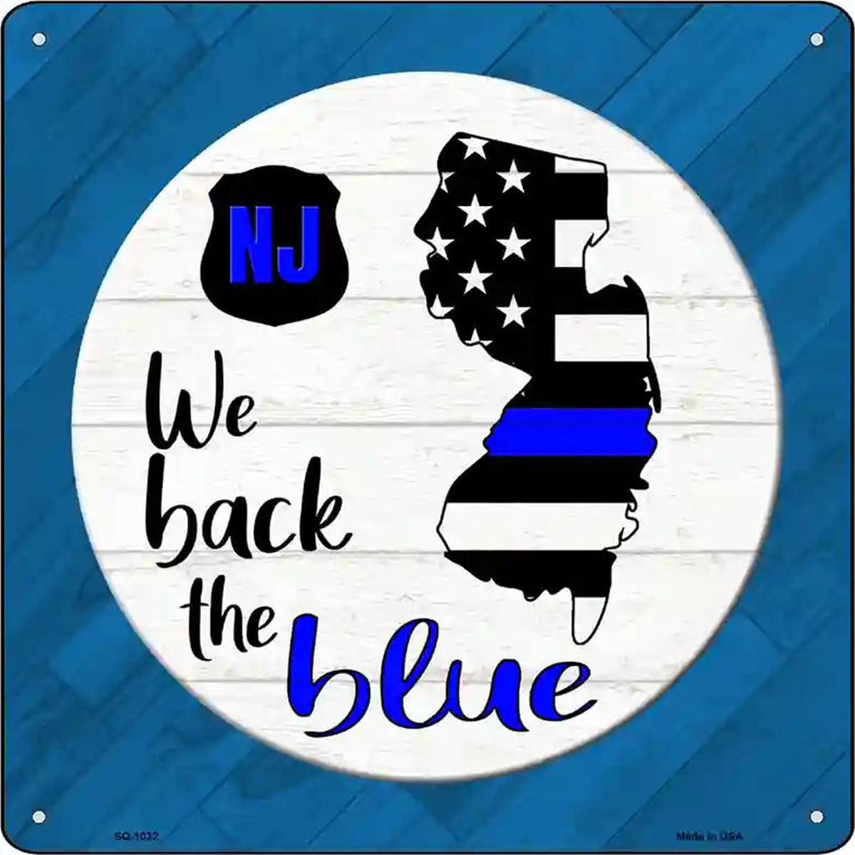 New Jersey Back The Blue Novelty Metal Square Sign