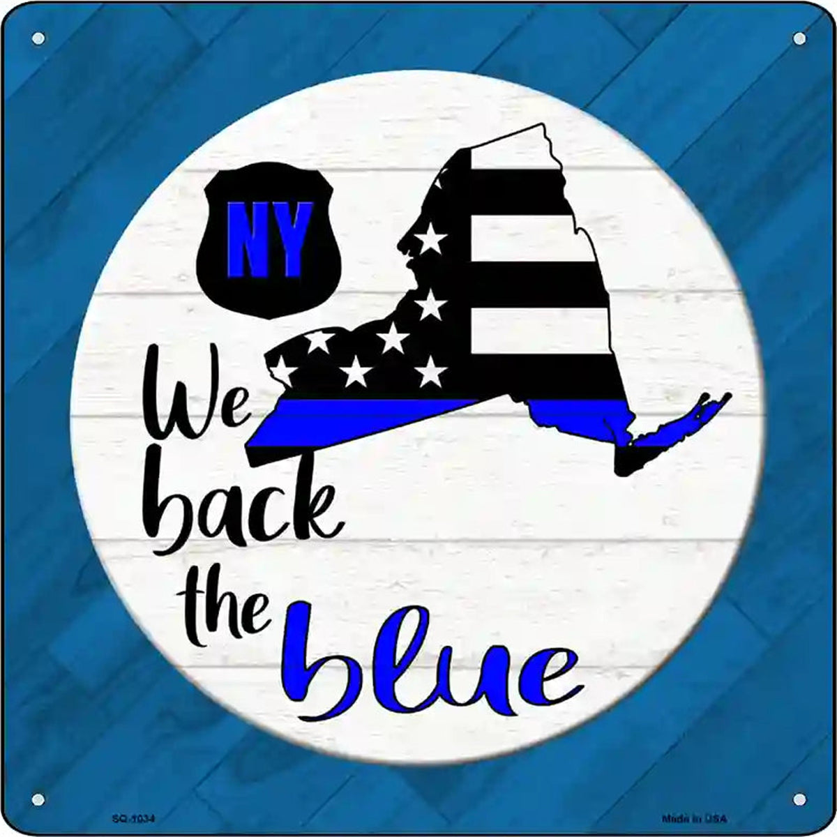 New York Back The Blue Novelty Metal Square Sign