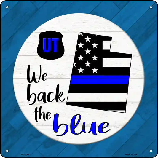 Utah Back The Blue Novelty Metal Square Sign