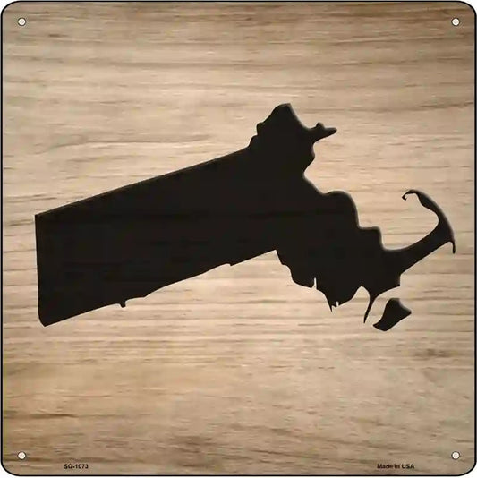 Massachusetts Shape Letter Tile Novelty Metal Square Sign