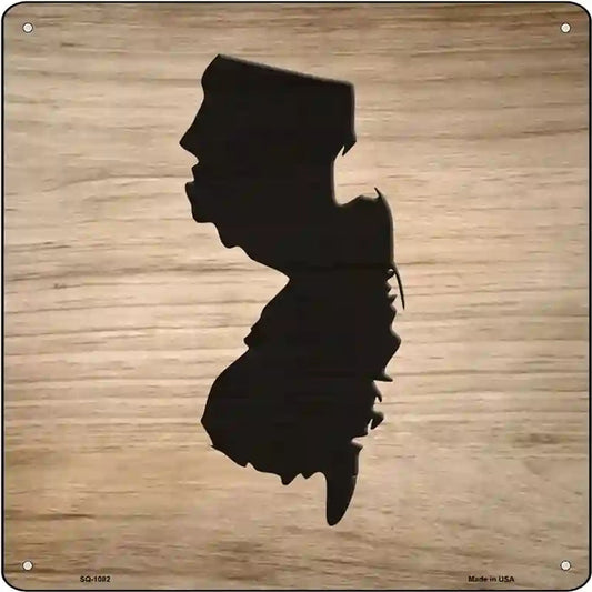 New Jersey Shape Letter Tile Novelty Metal Square Sign