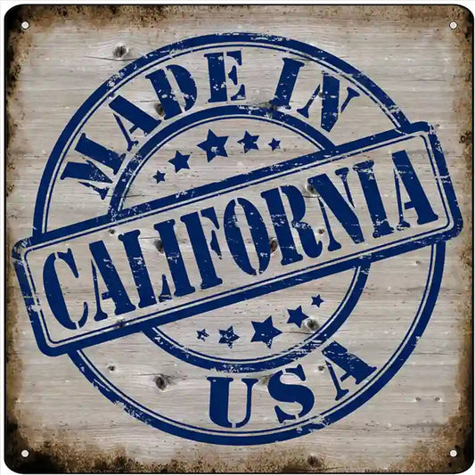 California Stamp On Wood Novelty Metal Square Sign