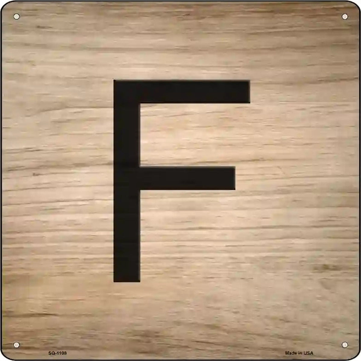 F Letter Tile Novelty Metal Square Sign