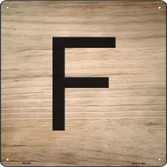 F Letter Tile Novelty Metal Square Sign