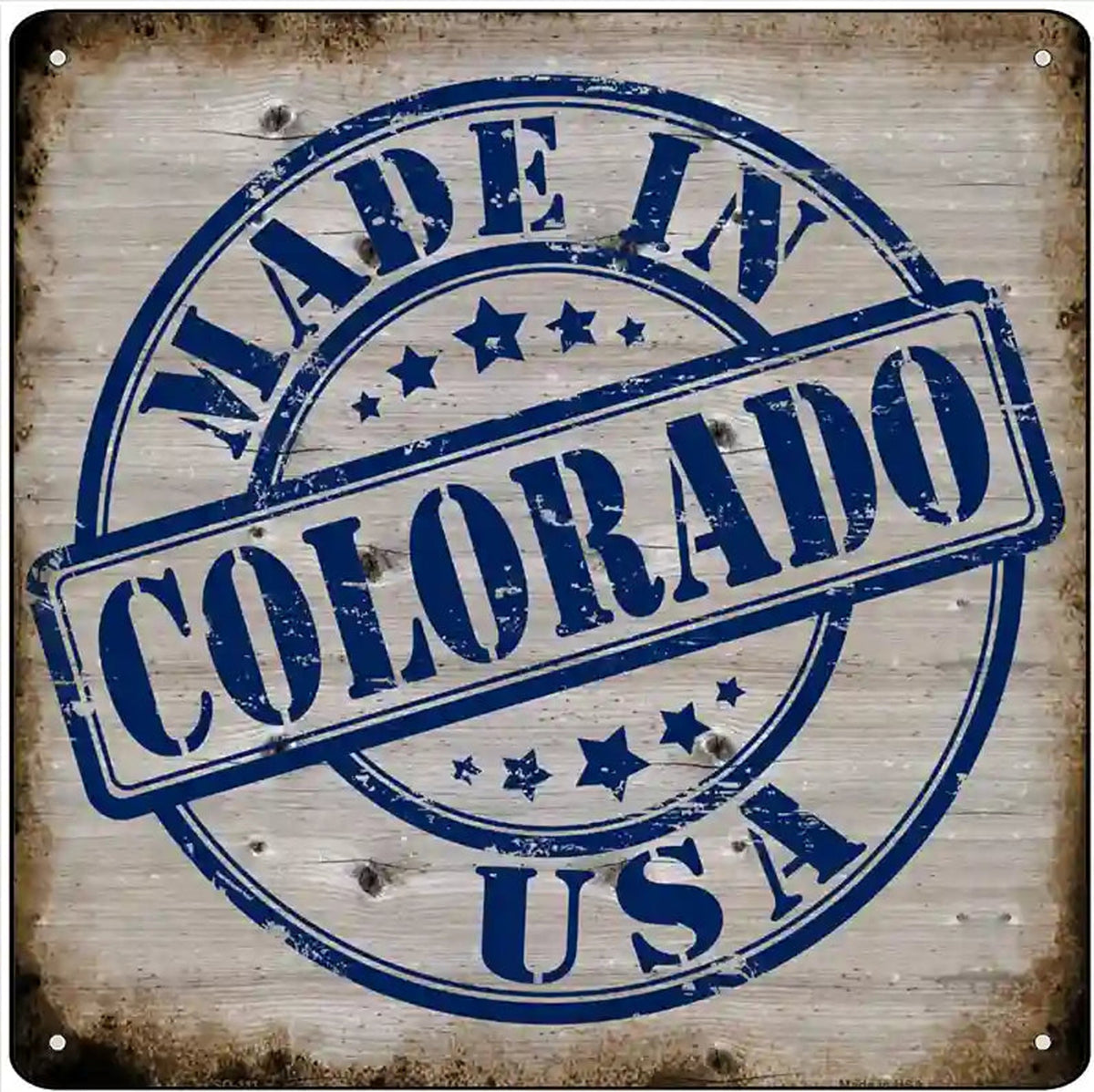 Colorado Stamp On Wood Novelty Metal Square Sign