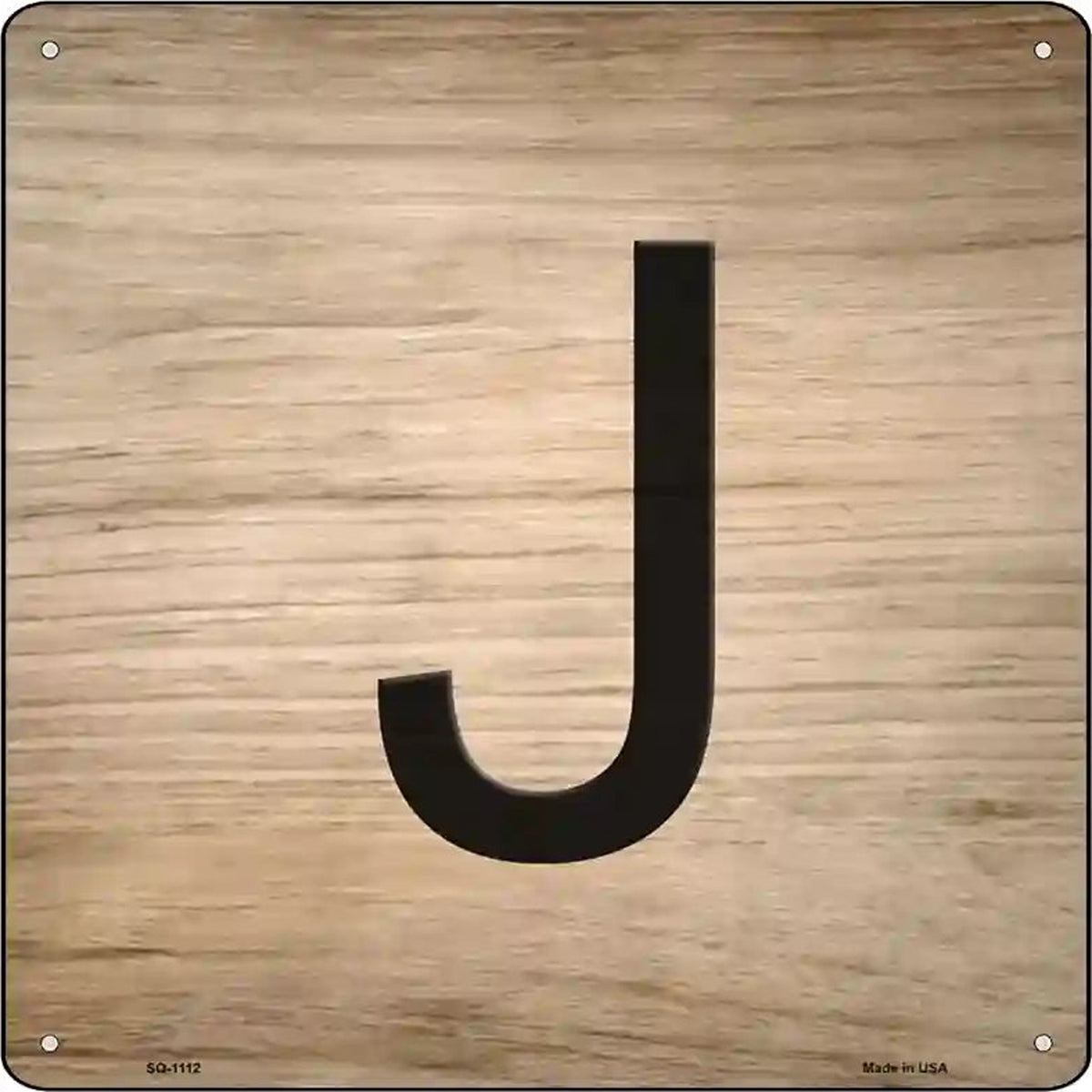 J Letter Tile Novelty Metal Square Sign