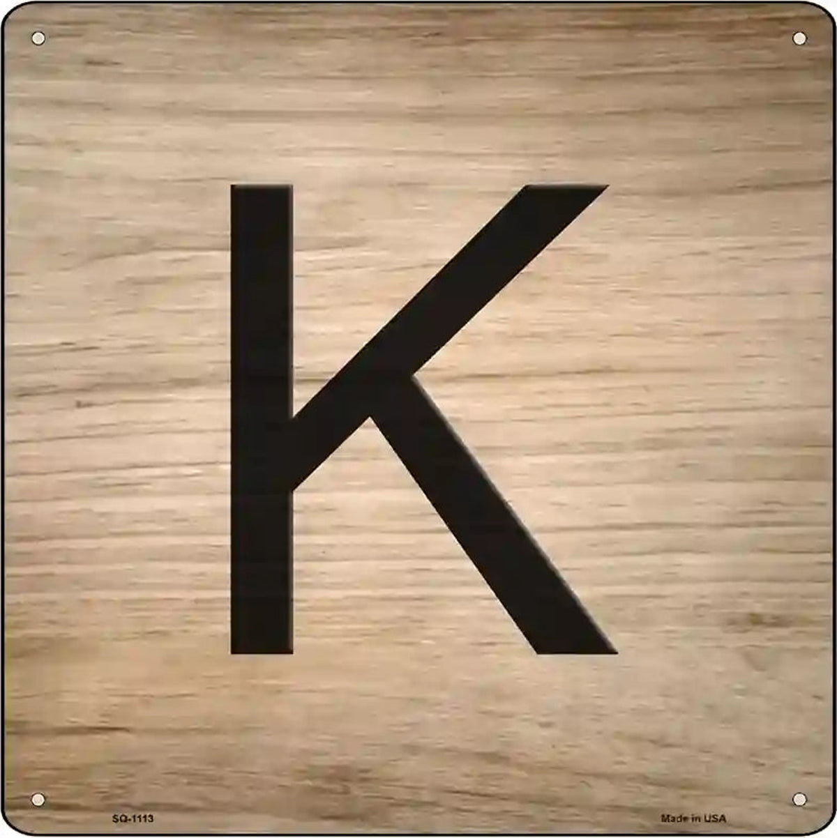 K Letter Tile Novelty Metal Square Sign