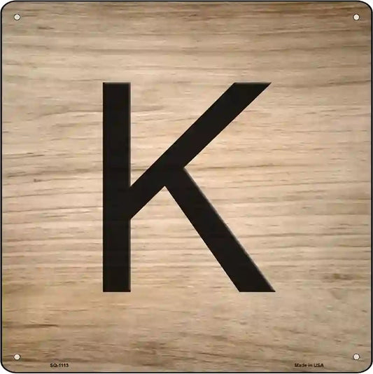 K Letter Tile Novelty Metal Square Sign