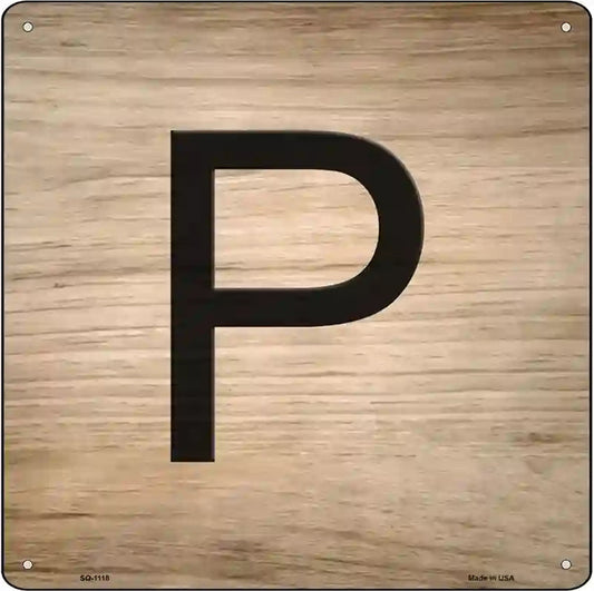 P Letter Tile Novelty Metal Square Sign