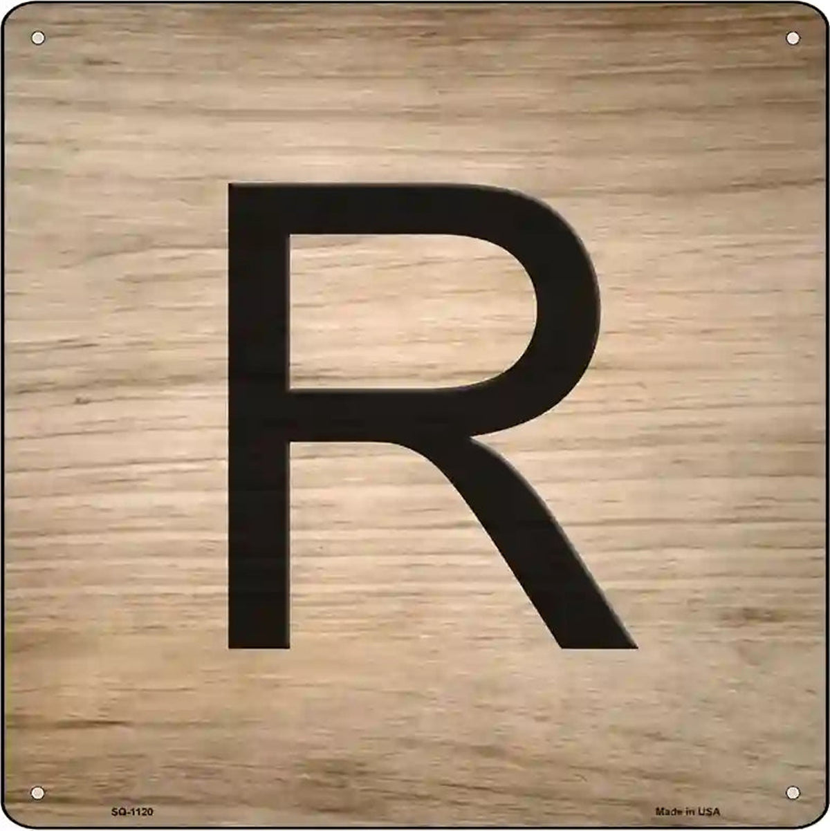 R Letter Tile Novelty Metal Square Sign