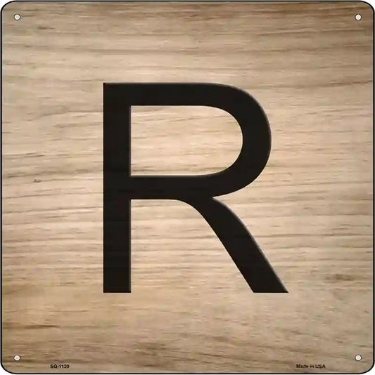R Letter Tile Novelty Metal Square Sign