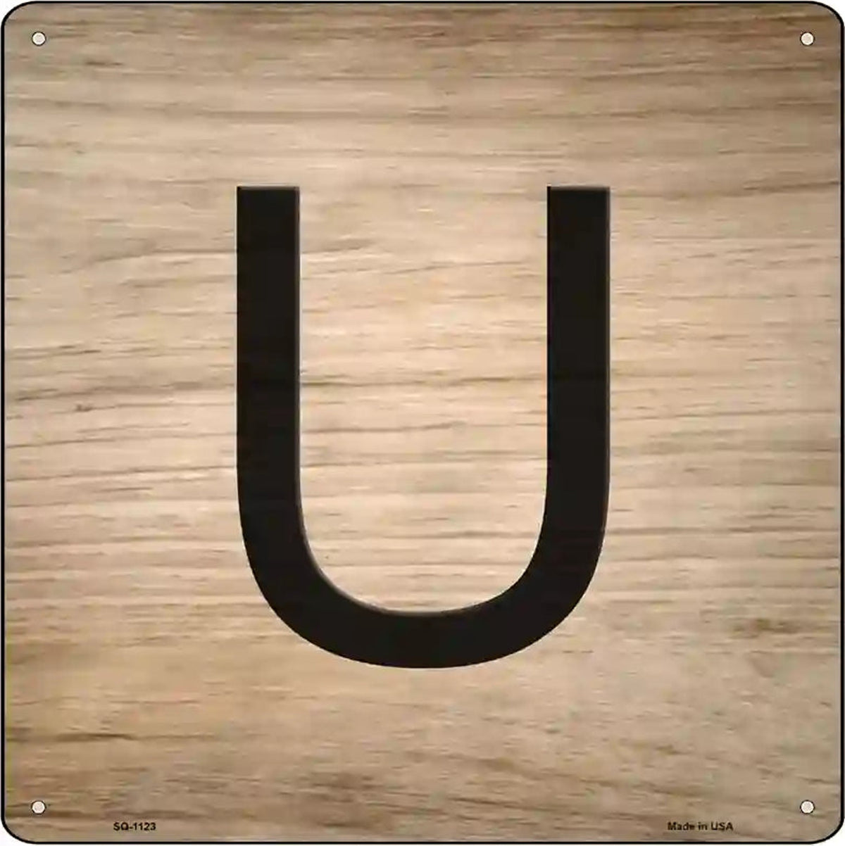 U Letter Tile Novelty Metal Square Sign