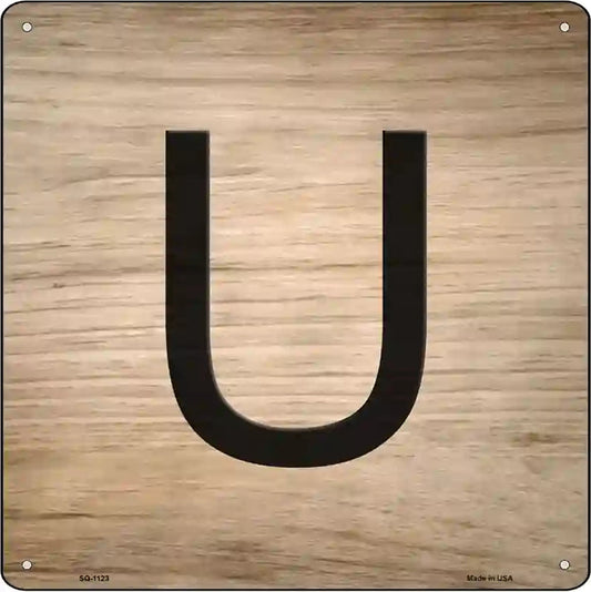 U Letter Tile Novelty Metal Square Sign