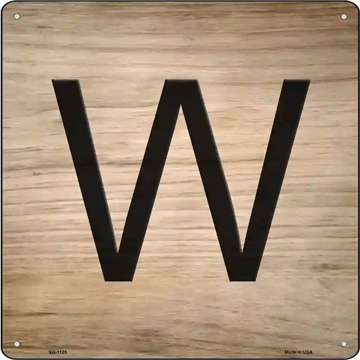 W Letter Tile Novelty Metal Square Sign