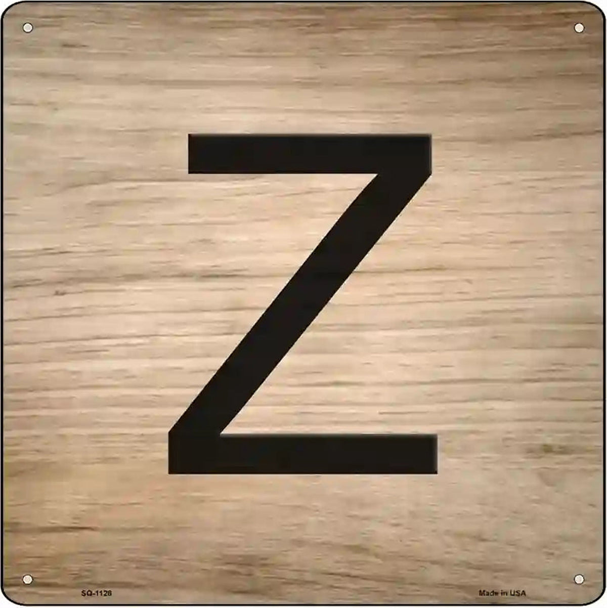 Z Letter Tile Novelty Metal Square Sign
