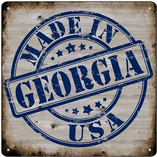 Georgia Stamp On Wood Novelty Metal Square Sign
