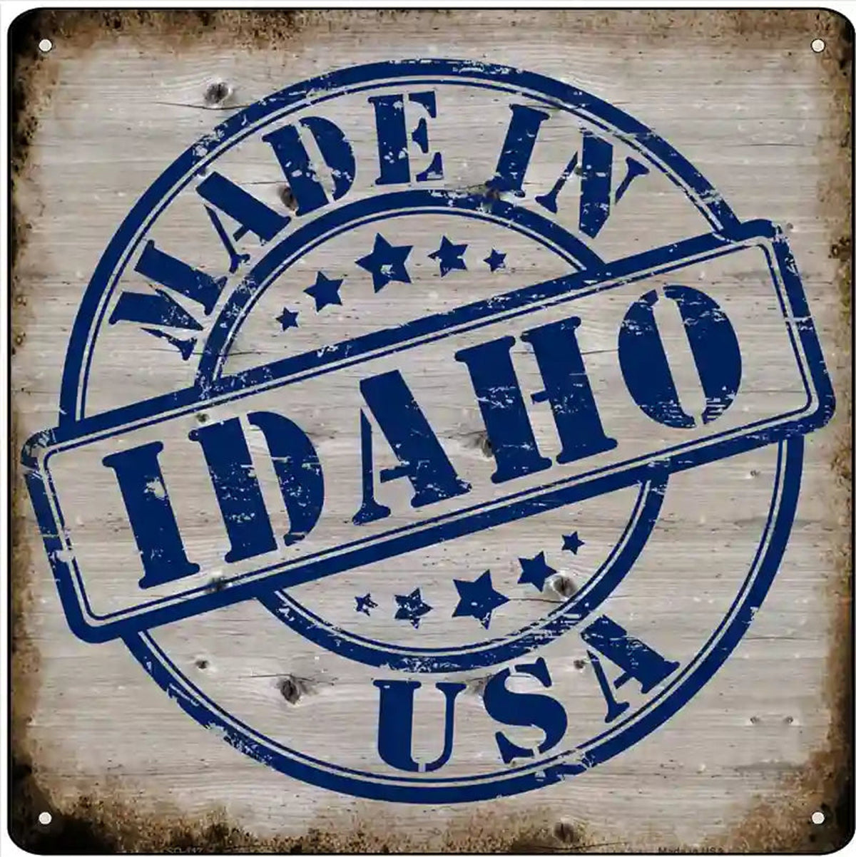 Idaho Stamp On Wood Novelty Metal Square Sign