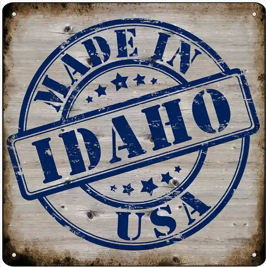 Idaho Stamp On Wood Novelty Metal Square Sign