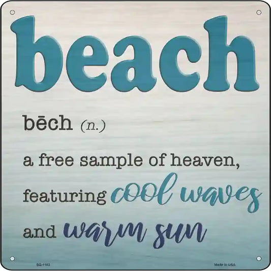 Beach Novelty Metal Square Sign
