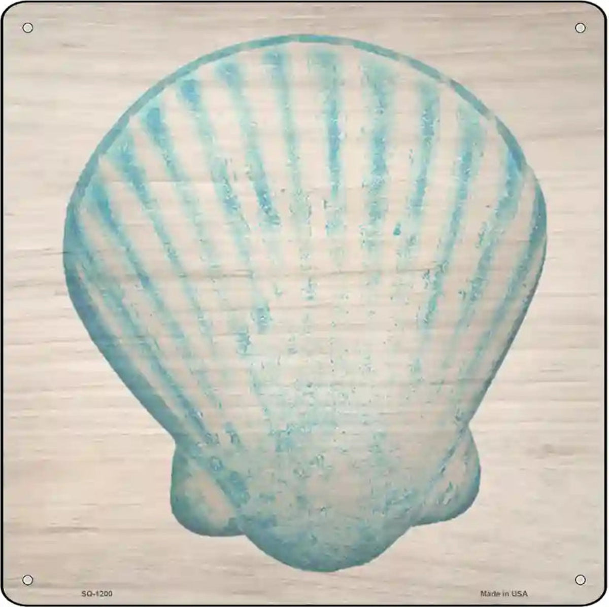 Seashell on Wood Novelty Metal Square Sign