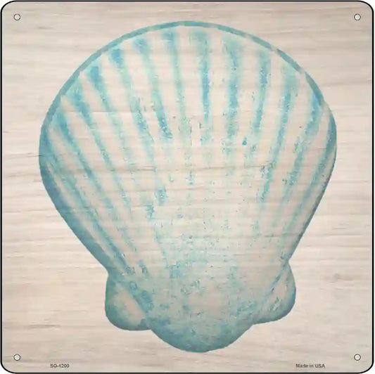 Seashell on Wood Novelty Metal Square Sign