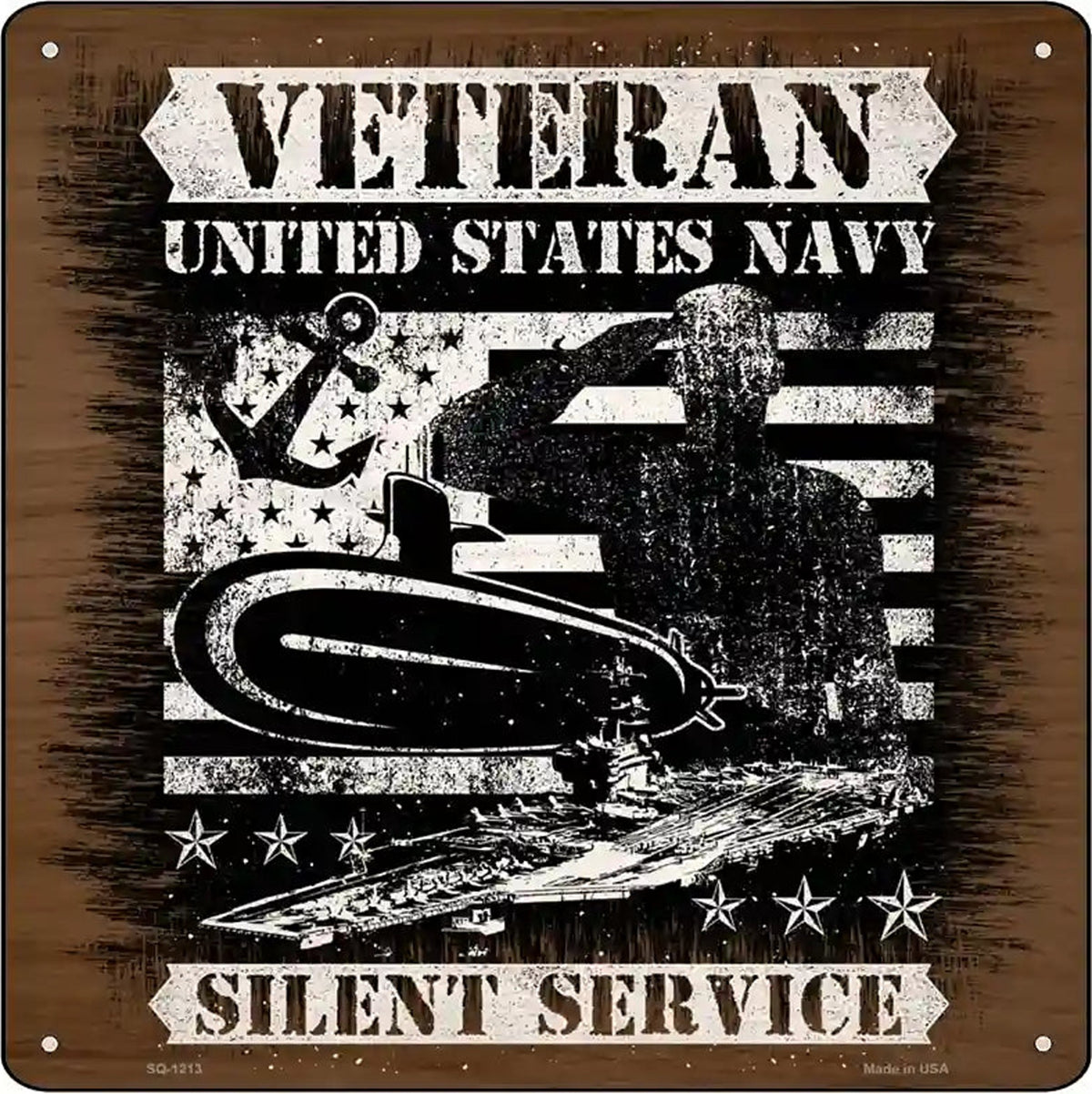 Veteran Silent Service Novelty Metal Square Sign