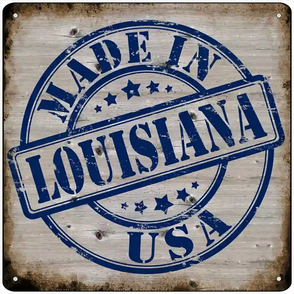 Louisiana Stamp On Wood Novelty Metal Square Sign