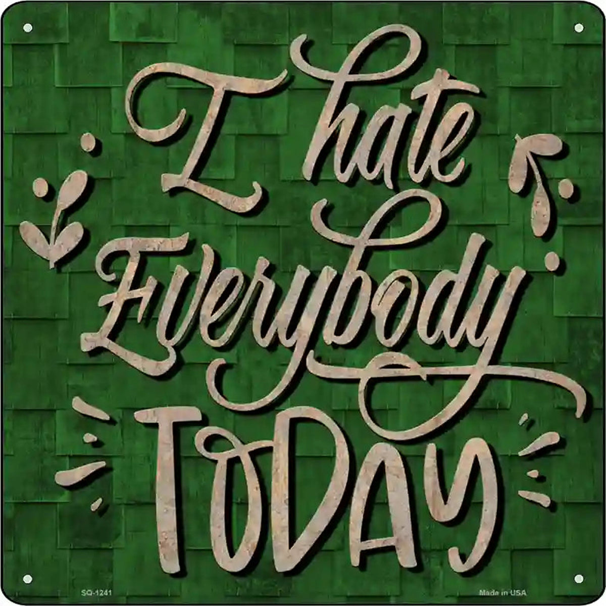 I Hate Everybody Today Novelty Metal Square Sign