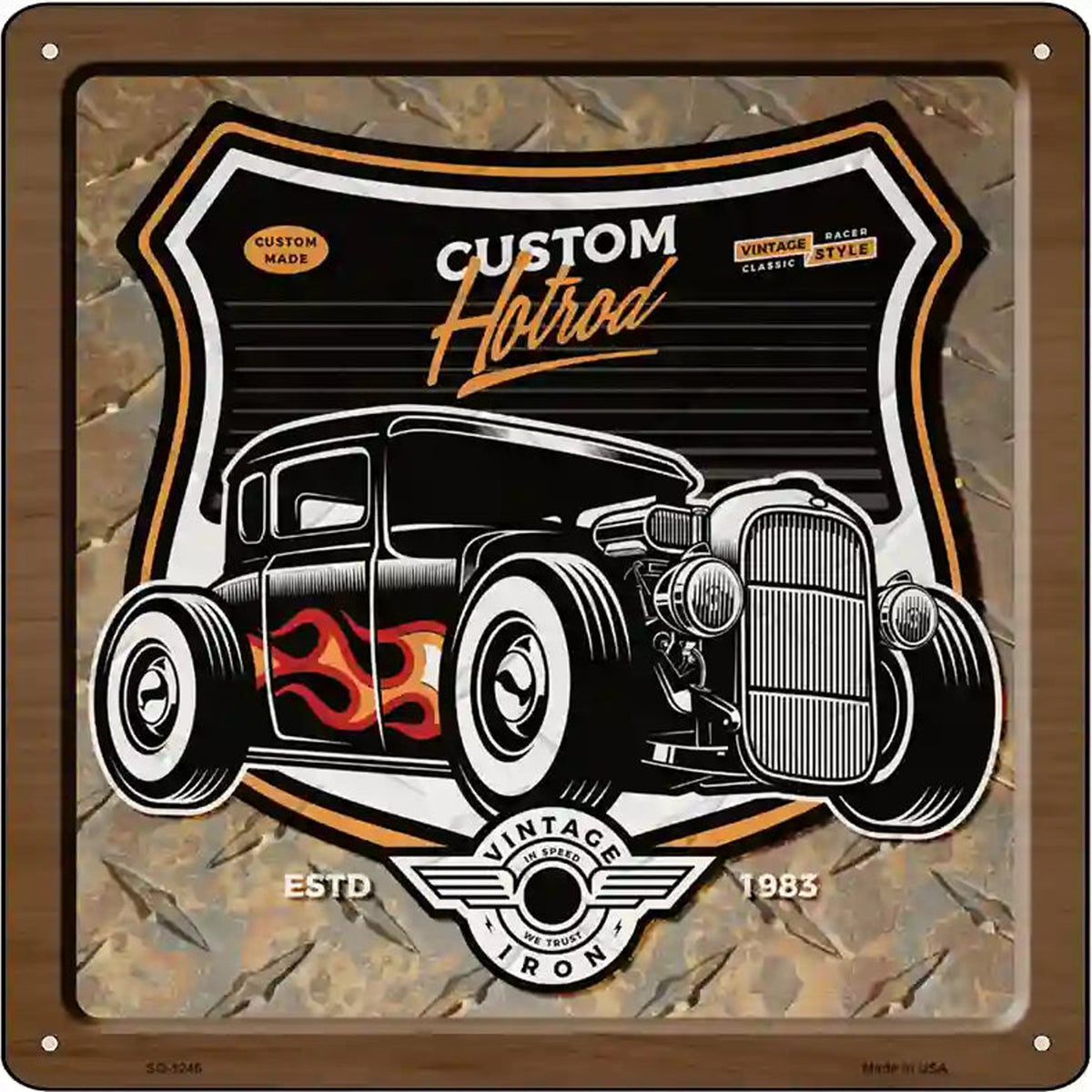 Custom Hotrod Novelty Metal Square Sign