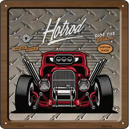Red Ride The Classic Novelty Metal Square Sign