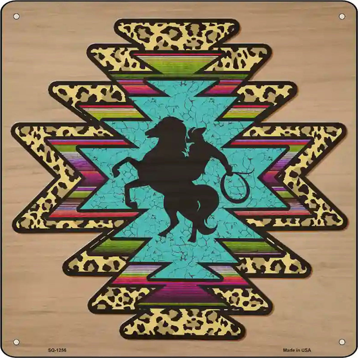 Bronco Turquoise Novelty Metal Square Sign